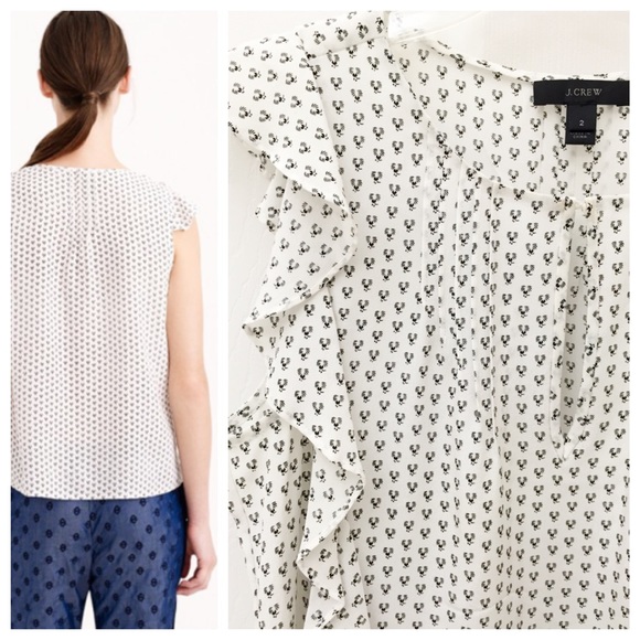 J. Crew Silk Cascade Blouse in Abstract Peacock - Picture 4 of 4