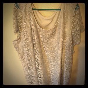 Lane Bryant Grey Lace Top, 26/28