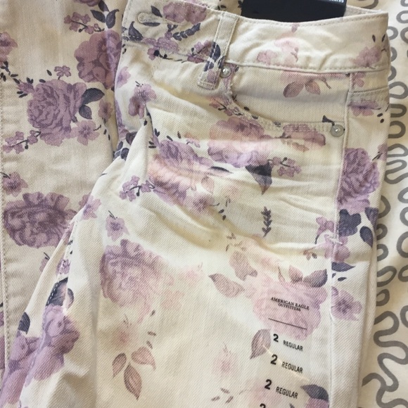 NWT American eagle floral flower skinny jeans 2