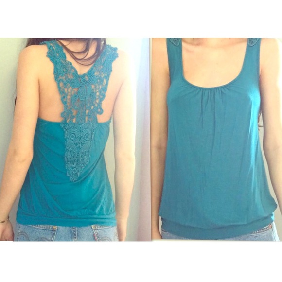 Turquoise lace top