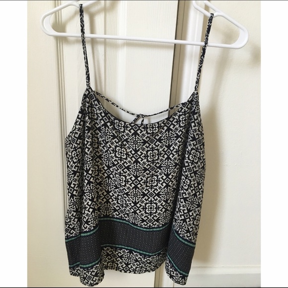 Tribal print black & white tank top