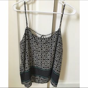 Tribal print black & white tank top