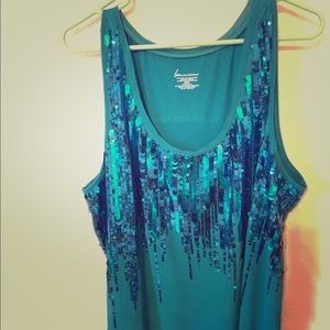 Lane Bryant Turquoise Blue Sequin Tank 22/24