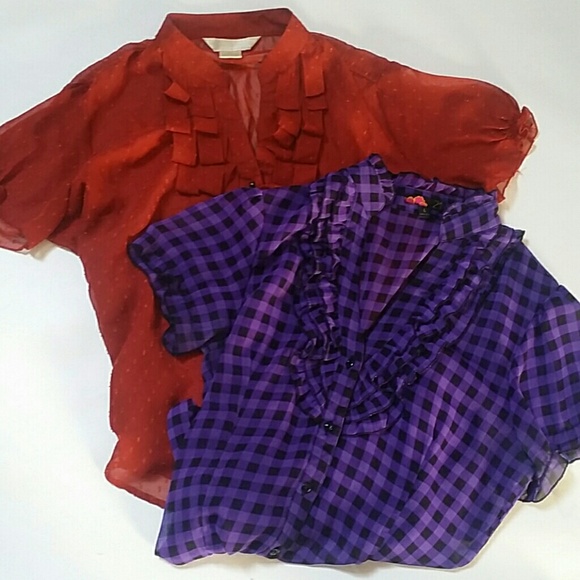 Bundle of 2 cute sheer blouses medium