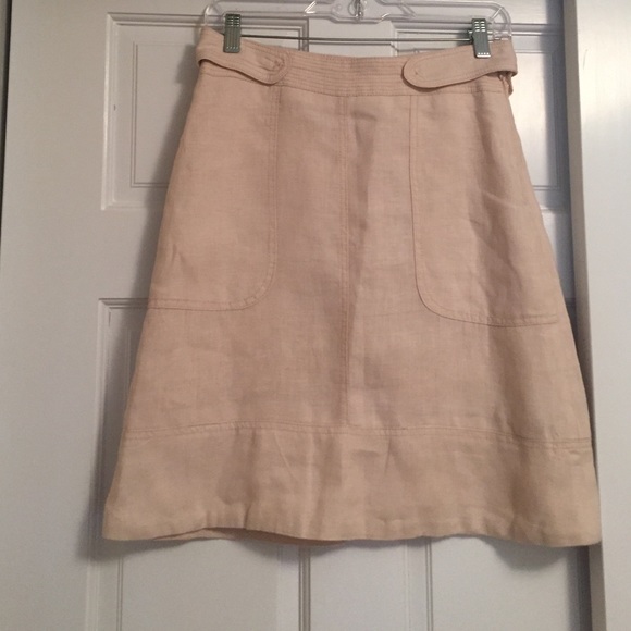 Zara Woman Light Pink Linen A-Line Skirt W/Pockets