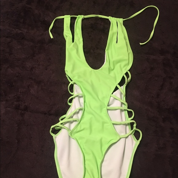Lime Green One piece swim suit!! - Picture 1 of 4