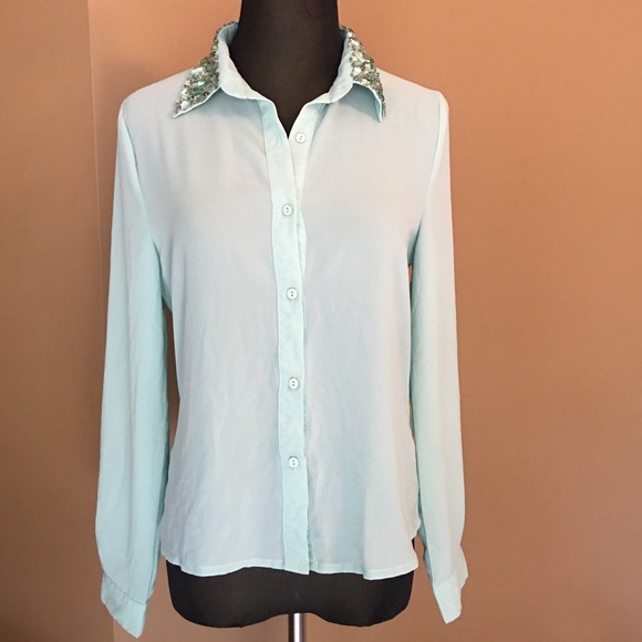 Sold! Blingy forever 21 button up blouse - Picture 1 of 4
