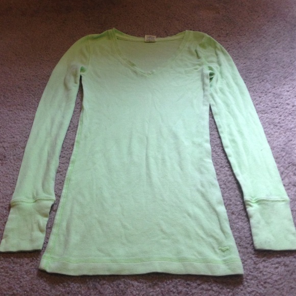 PINK Lime Green Waffle Thermal Size S