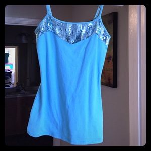 Baby blue glitter tank top