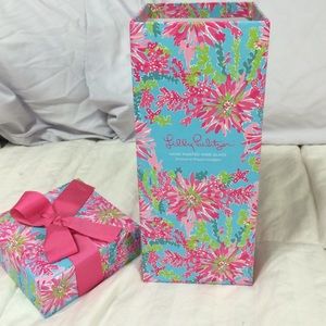 Lilly Pultizer Hand Painted Wine Glass w/ Box
