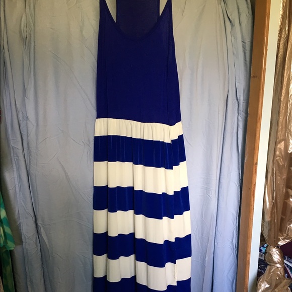 Royal blue & white striped maxi