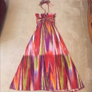 Multicolored halter maxi dress