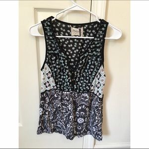 Anthropologie black & green tank top
