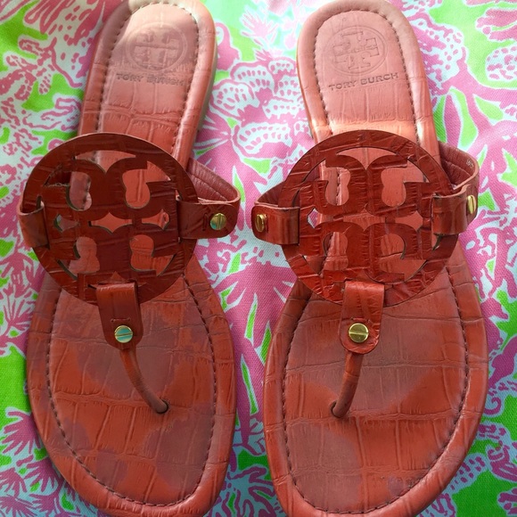 Tory Burch Miller Flip Flops - size 9.5 - orange