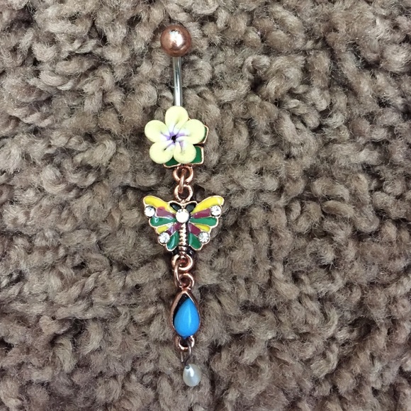 Floral Butterfly Belly Ring