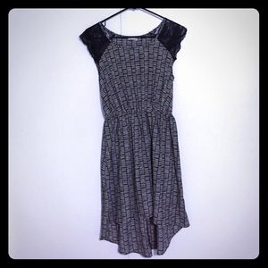 Black and beige high-low dress