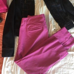 Magenta zip Crop pants