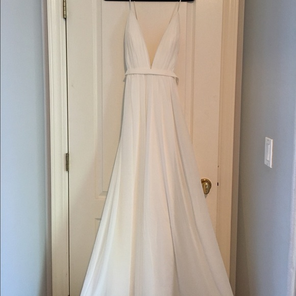 white chiffon ball dress