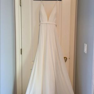 white chiffon ball dress