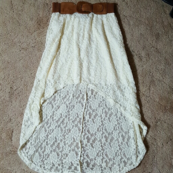 White high low skirt