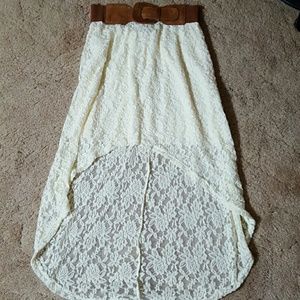 White high low skirt