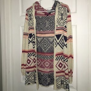 Hooded sweater cardigan