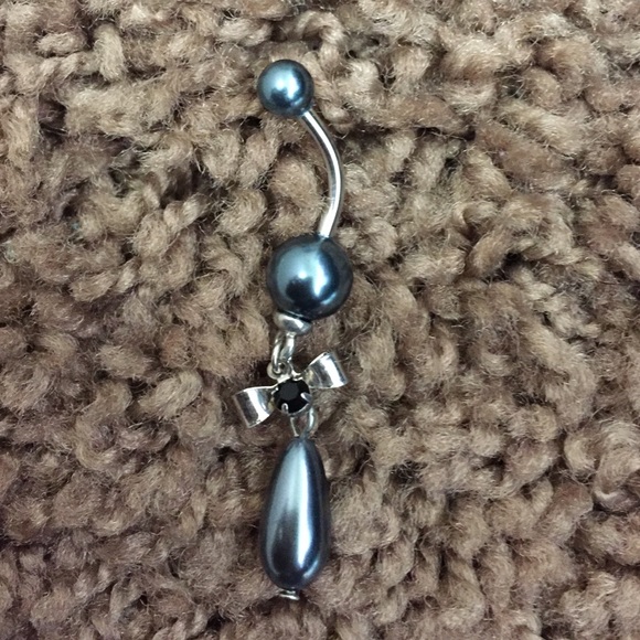 Gray Pearl Belly Button Ring Jewelry