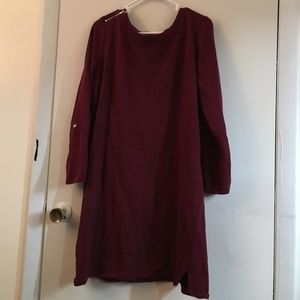 Burgundy (sweat suit material) comfy women's dress