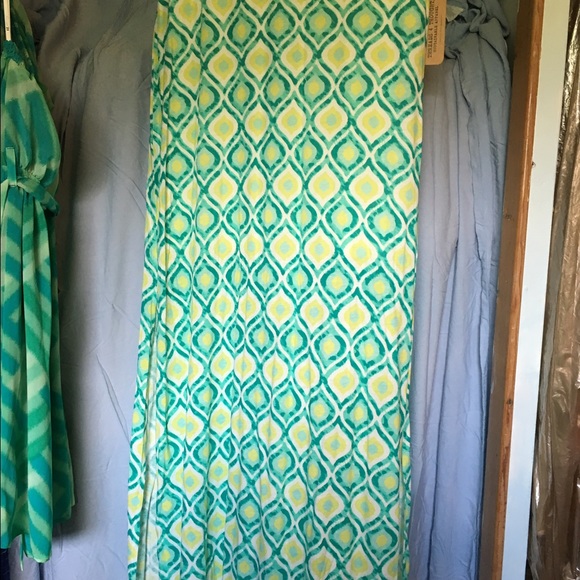 Gorgeous teal white & yellow maxi skirt