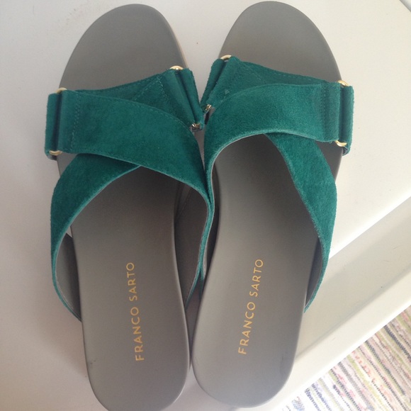franco sarto teal suede sandals