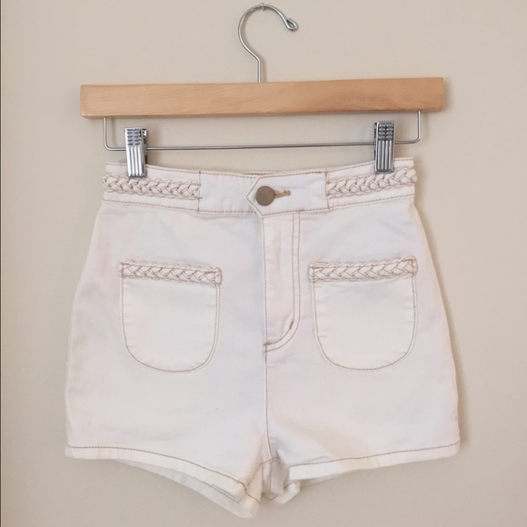 BDG High Rise White Denim Shorts