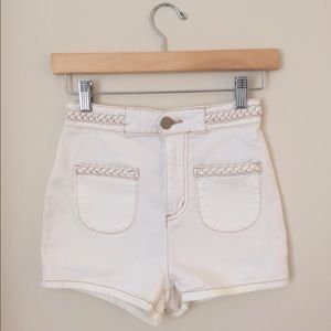 BDG High Rise White Denim Shorts