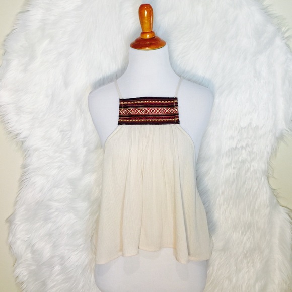 Tobi Tops - Tobi Bohemian Cream Crop Top