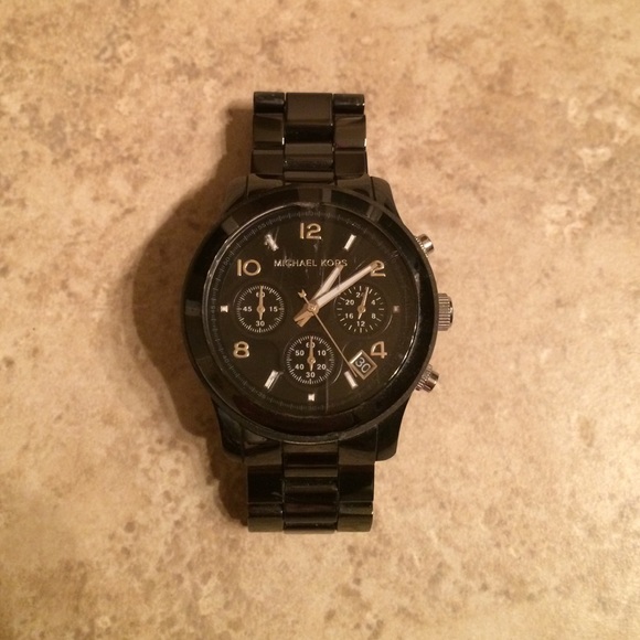 Michael Kors black ceramic watch, good condition