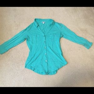 Green cotton Express button down collared shirt