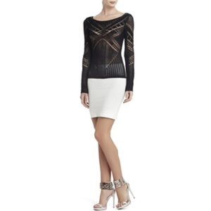BCBG iris mixed pointelle top