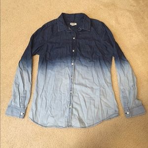 Ombré denim button down shirt