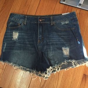 Ripped denim shorts