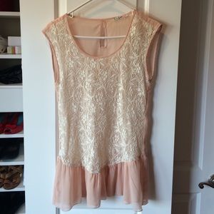 Lace blush tunic top