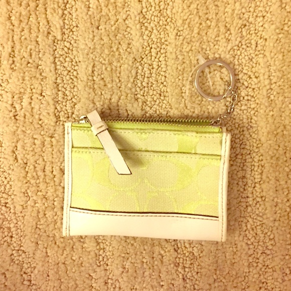 Pale green Coach keychain coin purse / card holder