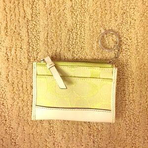 Pale green Coach keychain coin purse / card holder
