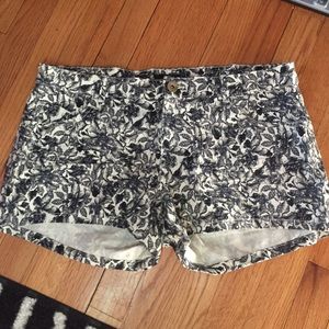 Floral Patterned Denim Shorts