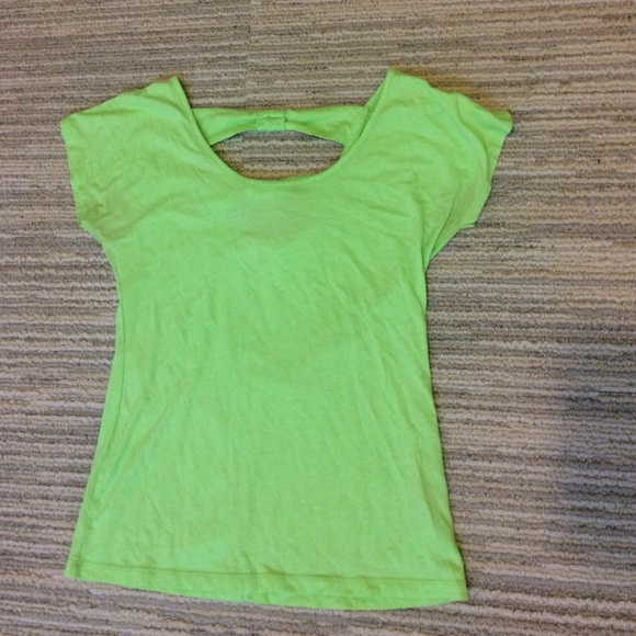 bright green scoop bow back tee