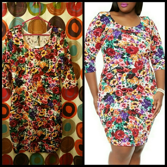 Floral midi bodycon dress