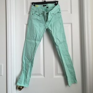 J crew mint green toothpick jeans