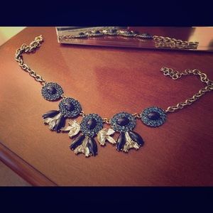 J.crew statement necklace with blue & clear stones