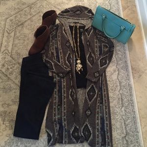 Tribal light weight long cardigan