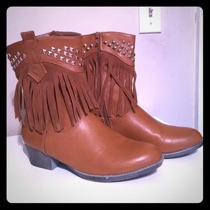 Fringe ankle boots