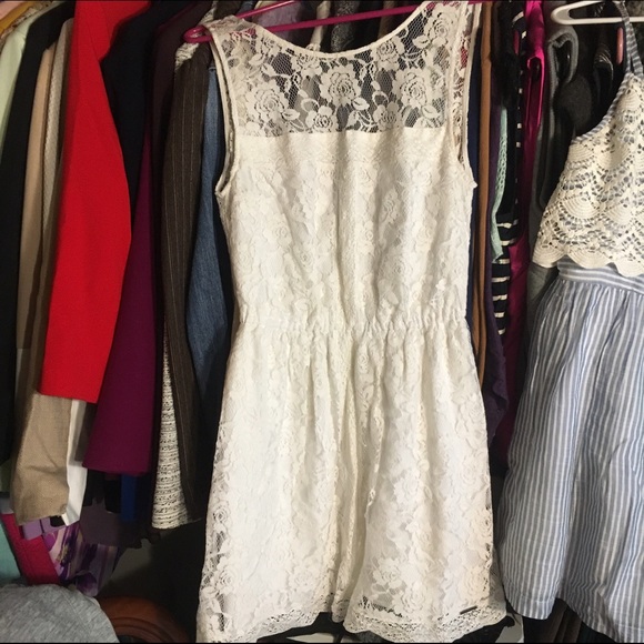 White lace dress with open back