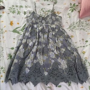 FREE PEOPLE BLUE PATTERN CROCHET DETAIL DRESS